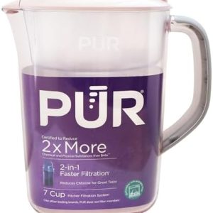 PUR 7-Cup Water Pitcher with 1 Genuine Filter - Fast Filtration, Great-Tasting Water, Dishwasher Safe, LockFit Cap Desig