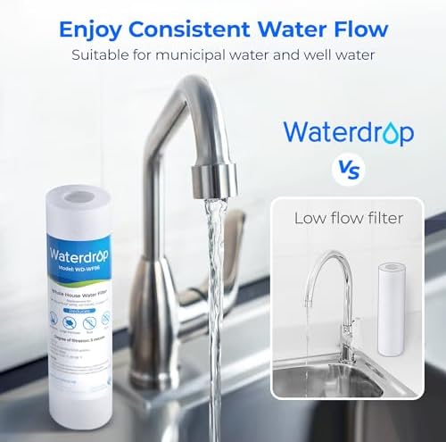 Waterdrop 5 Micron Whole House Water Filter Replacement Cartridge - Sediment Filter for 10" RO Units - Compatible with A