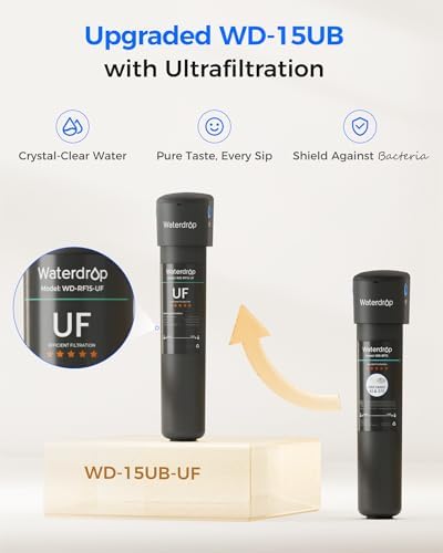 Waterdrop 15UB-UF Ultra Filtration Under Sink Water Filter System for Bacteria Reduction - Reduces Lead, Chlorine, Bad T