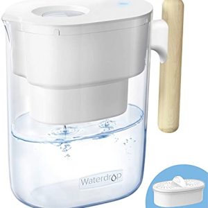 Waterdrop Water Filter Pitcher - 10-Cup Capacity, NSF Certified, Reduces PFOA/PFOS, 200-Gallon Long-Life Filter, BPA Fre
