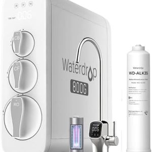 Waterdrop G3P800 Reverse Osmosis System – 800 GPD Fast Flow, NSF Certified Alkaline Water Filter WD-ALK35 for Home Use –