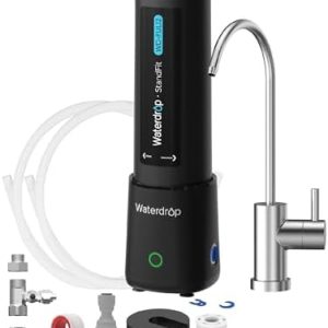 Waterdrop 10UB PRO Under Sink Water Filter System - No Drilling, Time Reminder, Brushed Nickel Faucet - Reduces Lead, Ch