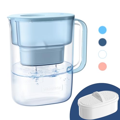 Waterdrop Water Filter Pitcher - 10-Cup Capacity, NSF Certified, Reduces PFOA/PFOS & Chlorine, Improves Coffee & Tea Tas