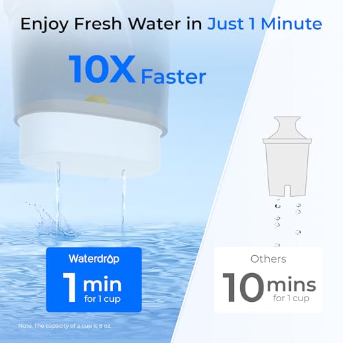Waterdrop Large Glass Water Filter Pitcher - Eco-Friendly 10-Cup with Certified Filter - Reduces PFOA/PFOS, Chlorine & H