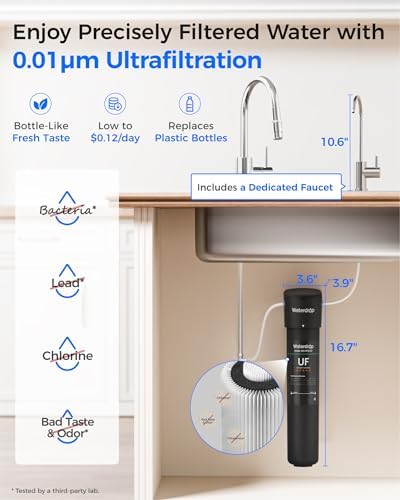 Waterdrop 15UB-UF Ultra Filtration Under Sink Water Filter System for Bacteria Reduction - Reduces Lead, Chlorine, Bad T