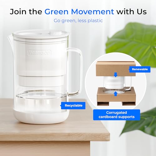 Waterdrop Large Glass Water Filter Pitcher - Eco-Friendly 10-Cup with Certified Filter - Reduces PFOA/PFOS, Chlorine & H