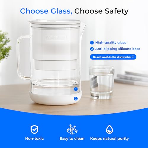 Waterdrop Large Glass Water Filter Pitcher - Eco-Friendly 10-Cup with Certified Filter - Reduces PFOA/PFOS, Chlorine & H