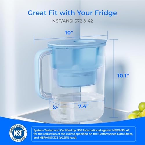 Waterdrop Water Filter Pitcher - 10-Cup Capacity, NSF Certified, Reduces PFOA/PFOS & Chlorine, Improves Coffee & Tea Tas