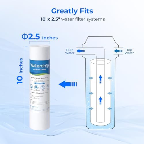 Waterdrop 5 Micron Whole House Water Filter Replacement Cartridge - Sediment Filter for 10" RO Units - Compatible with A