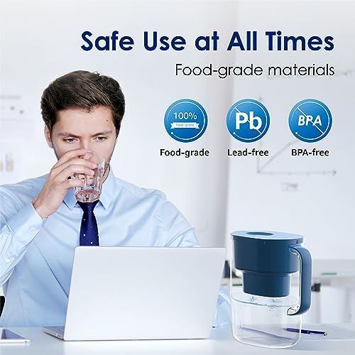 Waterdrop Water Filter Pitcher - 10-Cup Capacity, NSF Certified, Reduces PFOA/PFOS & Chlorine, Improves Coffee & Tea Tas