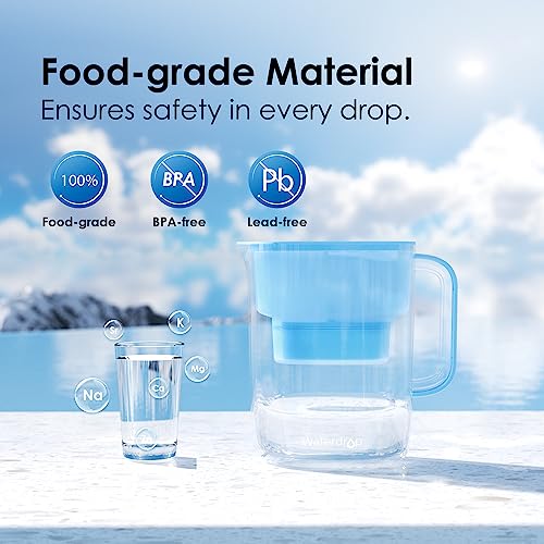 Waterdrop Water Filter Pitcher - 10-Cup Capacity, NSF Certified, Reduces PFOA/PFOS & Chlorine, Improves Coffee & Tea Tas