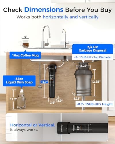 Waterdrop 15UB-UF Ultra Filtration Under Sink Water Filter System for Bacteria Reduction - Reduces Lead, Chlorine, Bad T