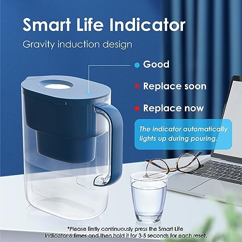 Waterdrop Water Filter Pitcher - 10-Cup Capacity, NSF Certified, Reduces PFOA/PFOS & Chlorine, Improves Coffee & Tea Tas